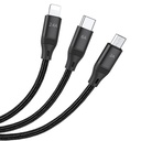 HOCO U104 3-in-1 Ultra 6A fast charging data cable(for iP+Micro+Type-C) - black