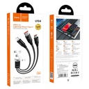 HOCO U104 3-in-1 Ultra 6A fast charging data cable(for iP+Micro+Type-C) - black