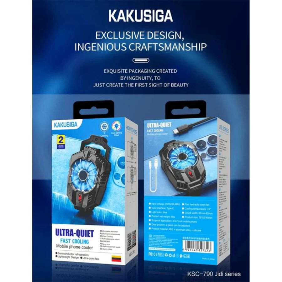 KAKUSIGA KSC-790 Mobile Cooler Hydraulic Silent Fan 4.5-7inch mobile phone bottom noise 24db,Type-C Plug