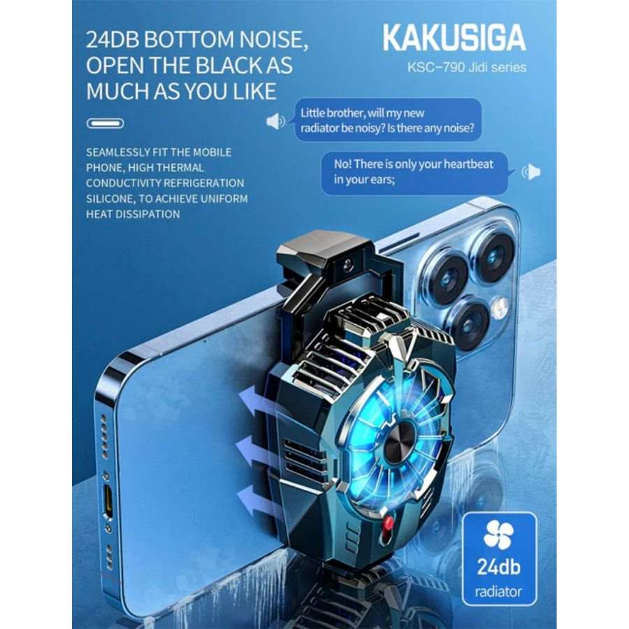 KAKUSIGA KSC-790 Mobile Cooler Hydraulic Silent Fan 4.5-7inch mobile phone bottom noise 24db,Type-C Plug