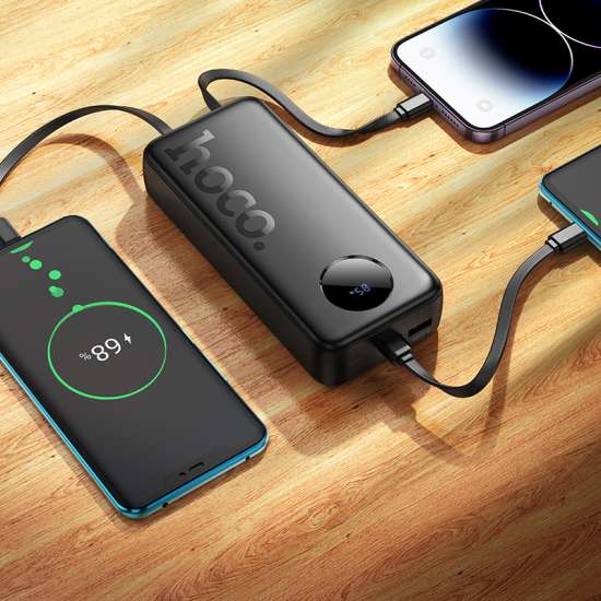 HOCO J132A Sabio 22.5W+PD20W fully compatible power bank with 3 cables(20000mAh) - black