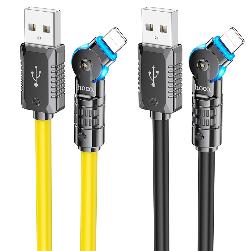 HOCO USB A to iPhone LED Cable 1.2m 180 Rotate U118