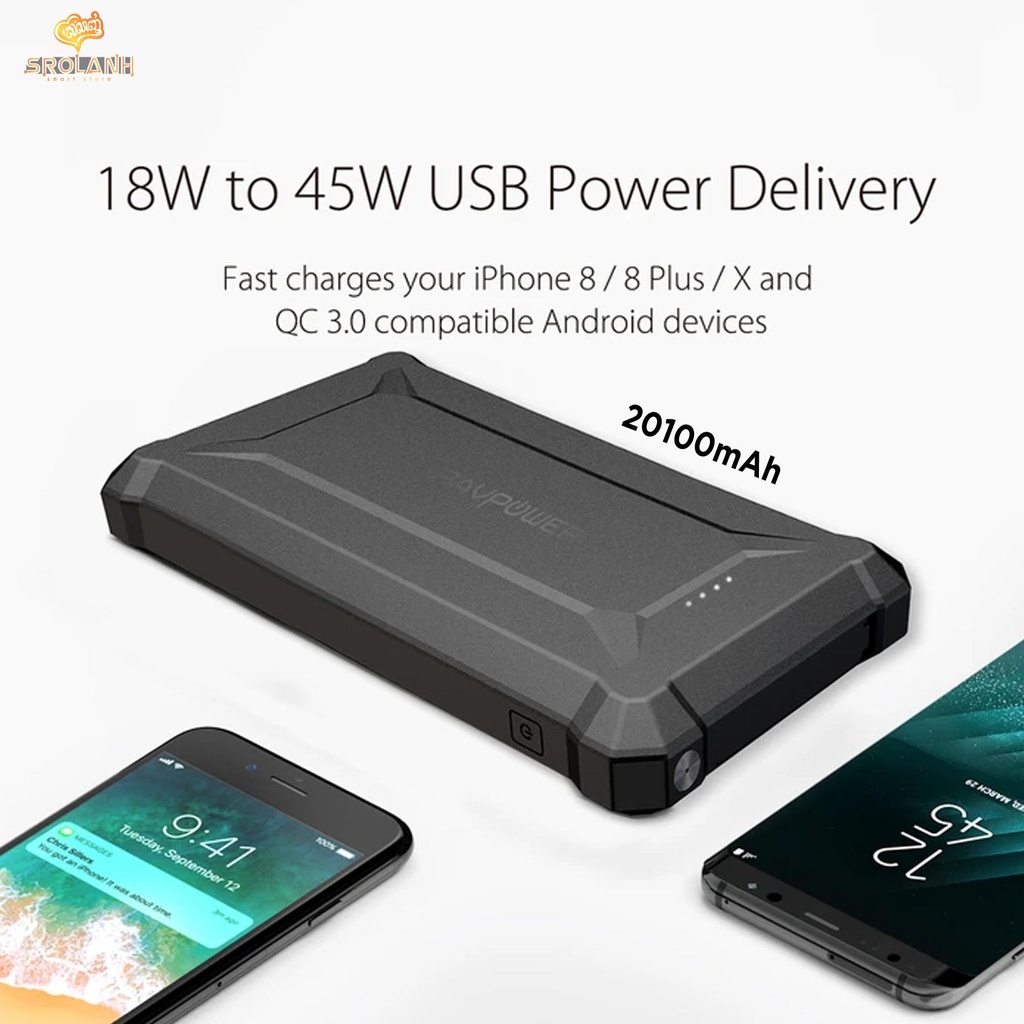 RAVPOWER Rugged Series 20100mAh Portable Power Bank PD45W+QC3.0 RP-PB097