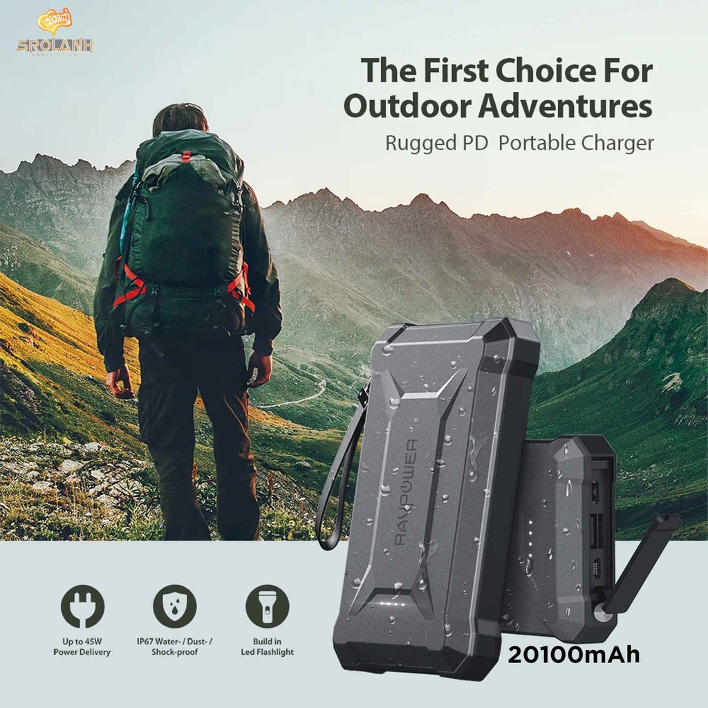 RAVPOWER Rugged Series 20100mAh Portable Power Bank PD45W+QC3.0 RP-PB097