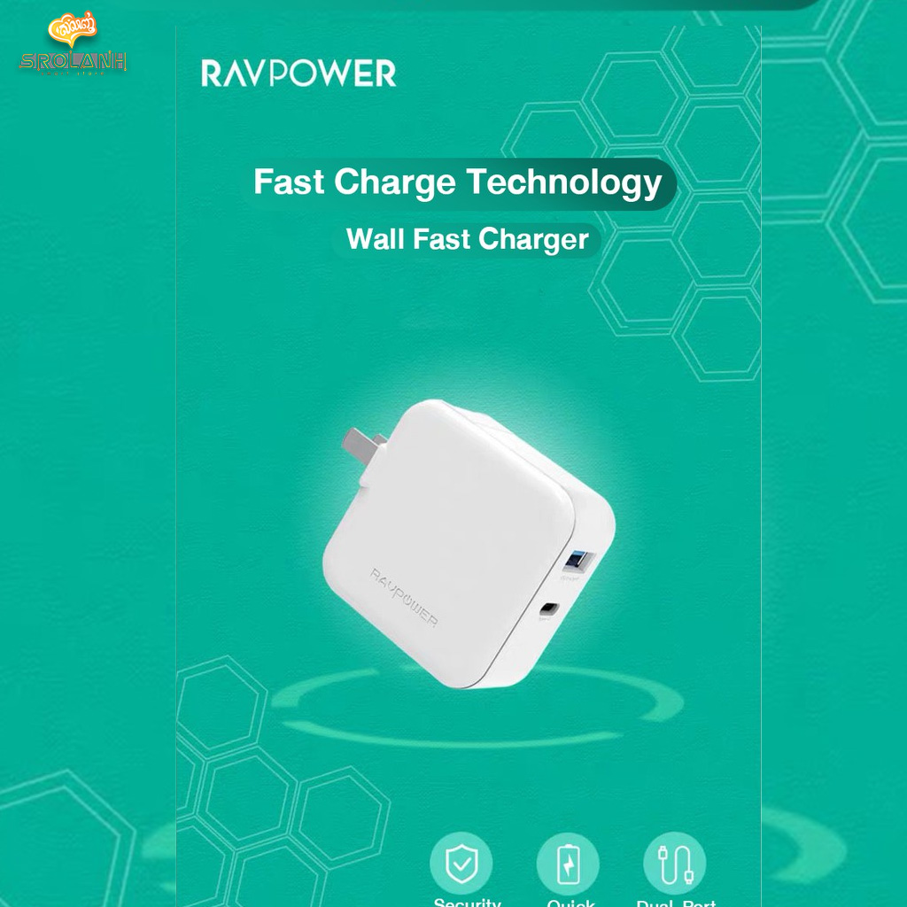 RAVPOWER 36W Dual-Port USB PD Wall Charger PD18W+QC3.0 RP-PC080