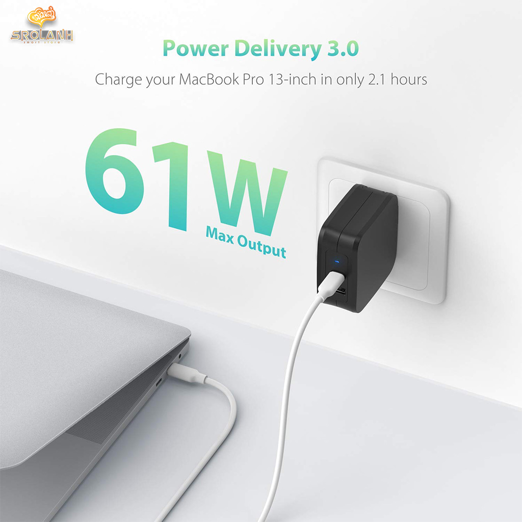 RAVPOWER Super-C 61W 2-Ports Wall Charger RP-PC105