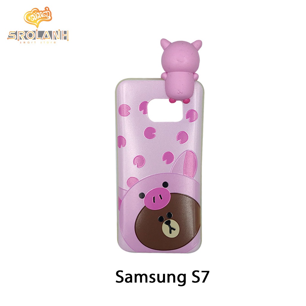 Super shock absorption case pink pig for samsung S7
