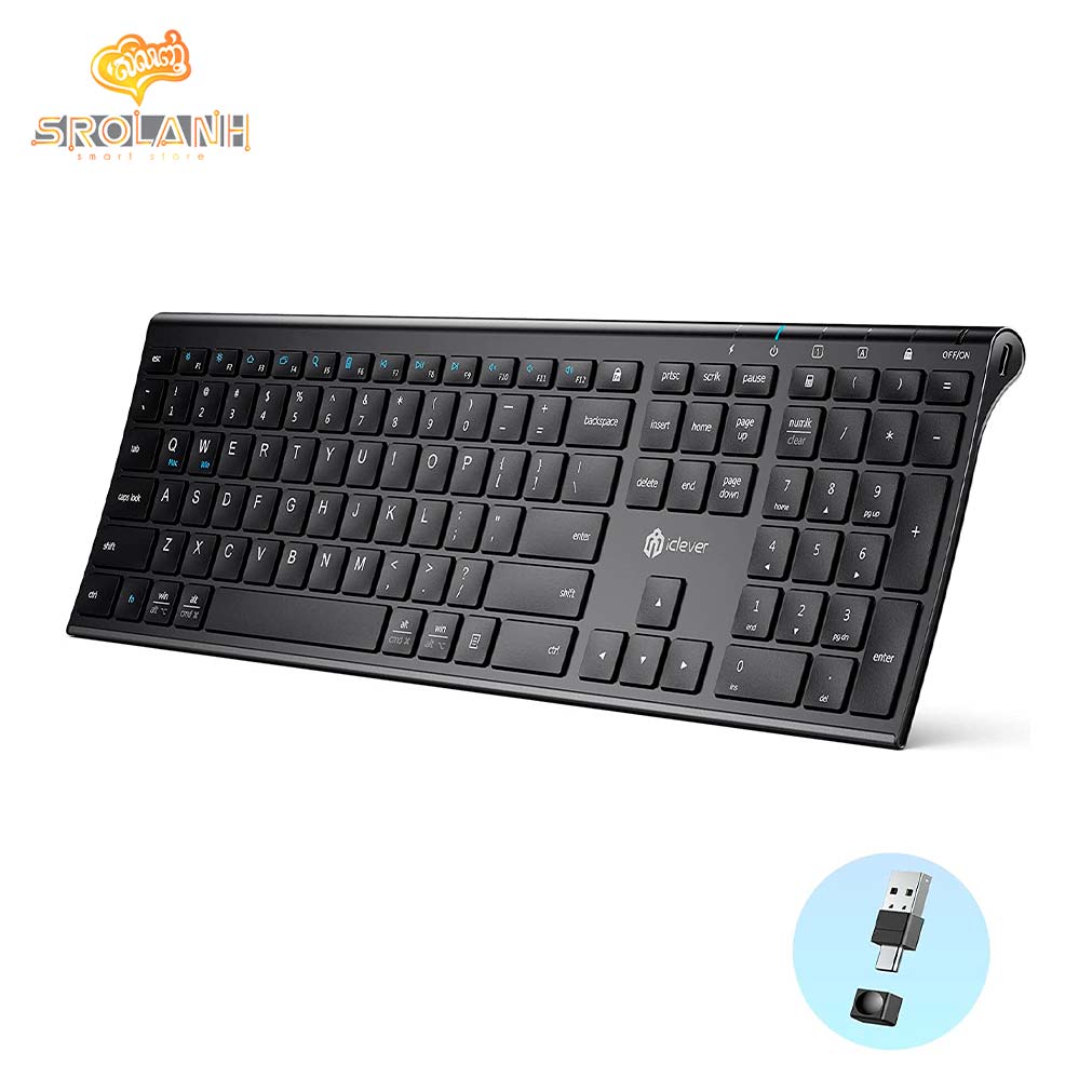 iClever IC-GK20 Wireless Keyboard USB-C And USB-A Plug And Play