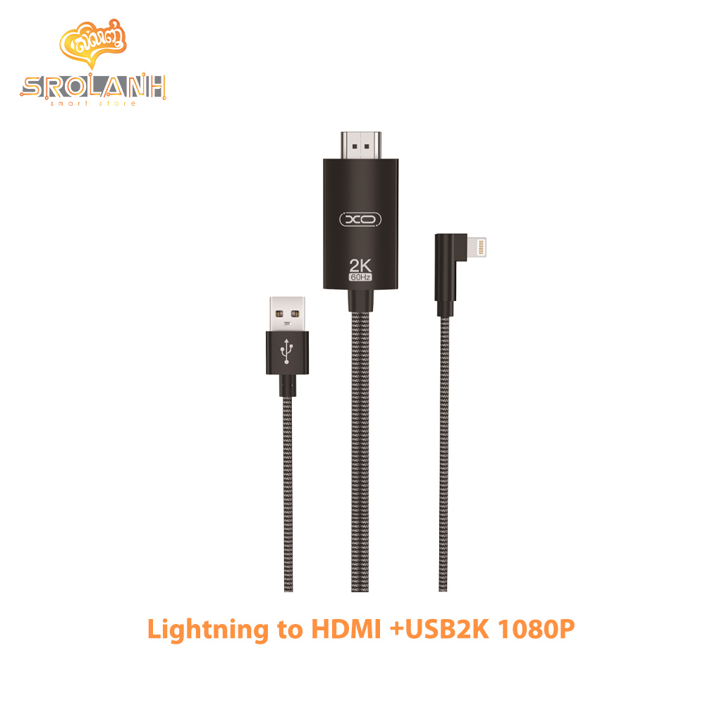 XO GB008 Lightning to HDMI +USB2K 1080P (USB Charging) 1800mm