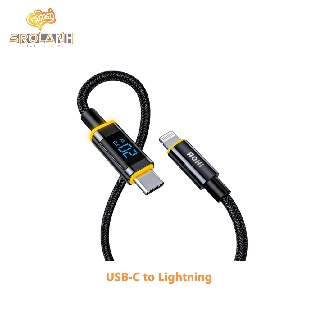 AOHi Magline Pro+ USB-C to Lightning LED Display Cable 4ft/1.2m