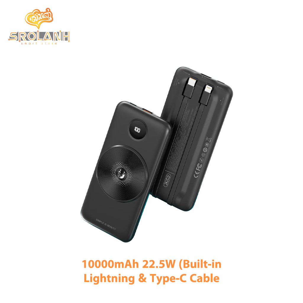 XO PR186 Wireless Charging Digital Display With Cable (TYPE-C, Lightning) 15W/QC22.5W/PD20W 10000mAh