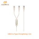 XO NB-Q262 Type-c to ip (27W)+Type-c (60W) one to two Silicone Charging 1.2m