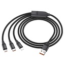 HOCO U104 3-in-1 Ultra 6A fast charging data cable(for iP+Micro+Type-C) - black