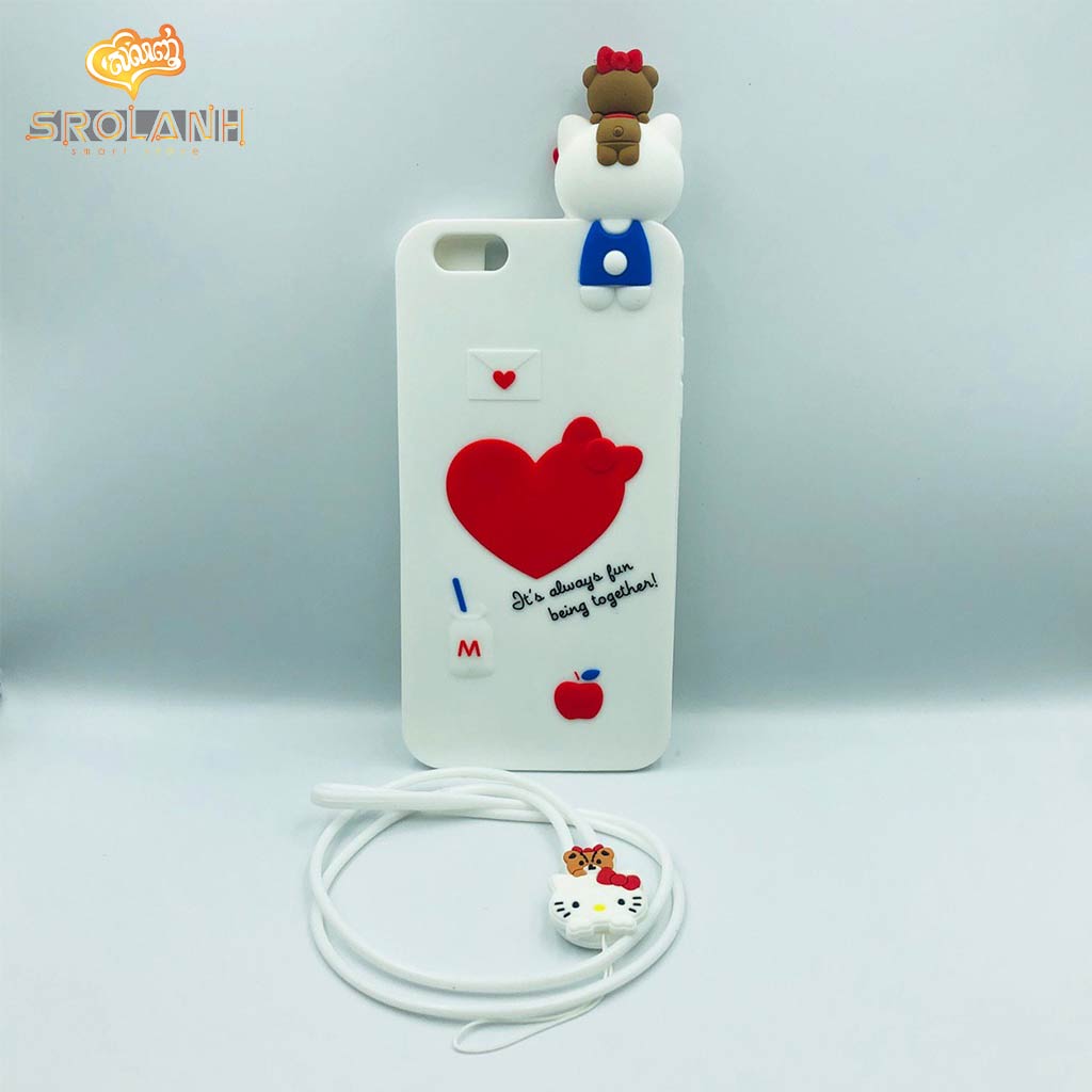 Cartoon Soft Case with lanyard fun being together for Iphone 6/6s plus