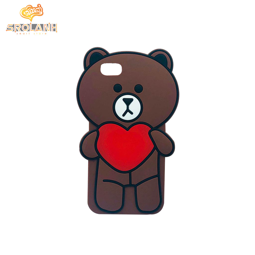 Cartoon case brown panda with big heart for iphone7