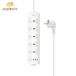 [CHG0390WH] XO WL19 (EU) long row 5AC jack+USB-A+1USB-C with Independent Switch