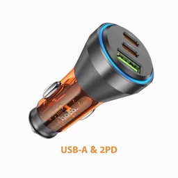 [CAR0289BL] HOCO NZ12D Car charger 2Type-C + 1USB fast charging quick charger 100% authentic PD60W+QC3.0