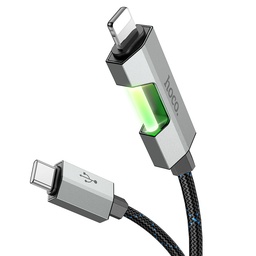 HOCO U123 Nylon braid USB-C to Lightning charging data Light changes colorfully Cable 27W,1.2m/3.9ft