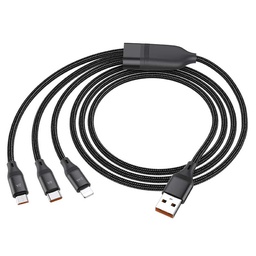[DAC1040BL] HOCO U104 3-in-1 Ultra 6A fast charging data cable(for iP+Micro+Type-C) - black