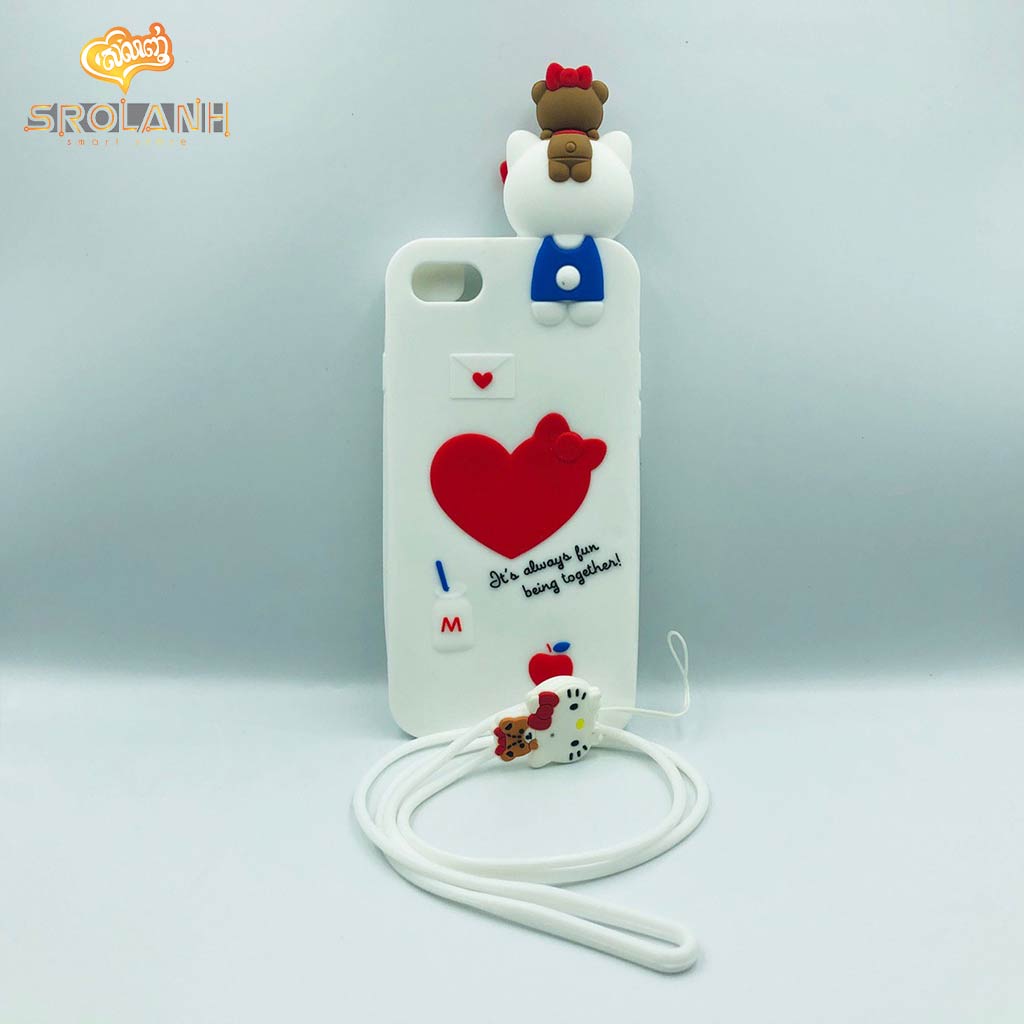 Cartoon Soft Case with lanyard fun being together for Iphone 7/8