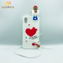 Cartoon Soft Case with lanyard fun being together for Iphone X