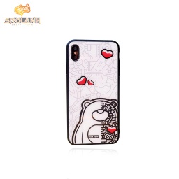 [IPC725WH] Protection case rock bear heart for iPhone XS